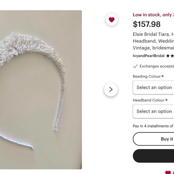 Stunning handmade bridal tiara with pearls and beading main image 8